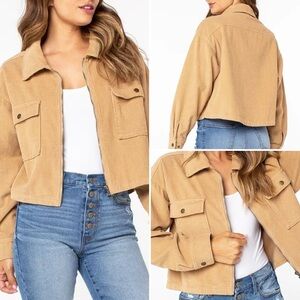 Juniors' Collared Corduroy Shacket